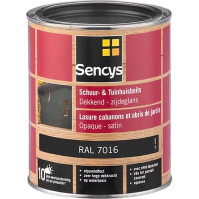 Sencys Tuinhoutbeits Tuinhuis En Schutting Dekkend Zijdeglans Ral7016 0,75l