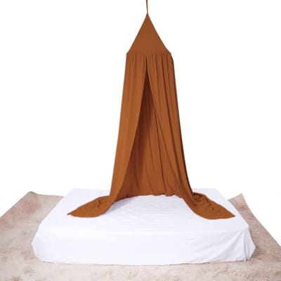 Ronde Dome Bedtent voor Baby's en Kinderen met Hangend Muggennet - Ideaal voor Lezen en Spelen in de Slaapkamer (Kleur: Geel-bruin)