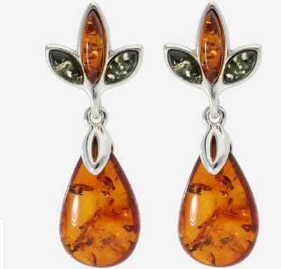 La Rosa Princesa Amber Oorbellen Zilver Dames Gerhodineerd Barnsteen - Congac (oranje Bruin) - groen