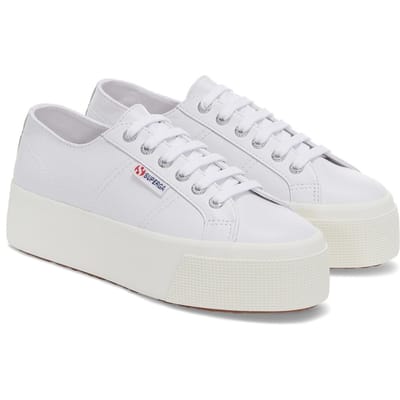 Superga Volwassen unisex 2790 nappaleer sportschoenen (Optisch Wit Zilver/Avorio)