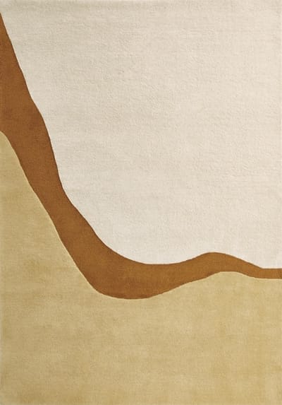Acsento FigariGold Vloerkleed - 160 x 230 cm - Geel,Oranje - Rechthoekig, Rond - Wol - Woonkamer, Slaapkamer, Eetkamer - Abstract - Modern
