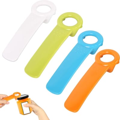 Handige 4-delige dekselopener set voor glazen en flessen, ideaal voor ouderen, kinderen en mensen met zwakke handen
