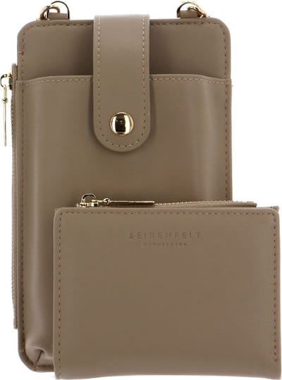 SEIDENFELT MANUFAKTUR Telefoontasje Portemonnee Medja Cellphone Bag Structure Cream / Gold Lichtbruin