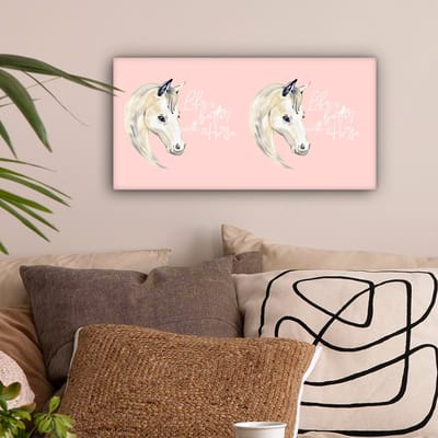 Canvas Schilderij Quotes - Paard - Life is better with a horse - Spreuken - 40x20 cm - Wanddecoratie