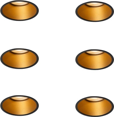 QAZQA dept - Moderne Inbouwspot voor badkamer - 6 stuks - Ø 9 cm - Zwart Goud -