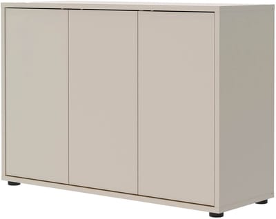 mokebo Dressoir Kasjmier (103x73 cm) 'Die Horizontale' - Houten Kast met 3 Deuren, Made in Germany, Modern Dressoir, Matte Halkast, Bijzetkast of Kleine Woonkamerkast in Grijs-Beige