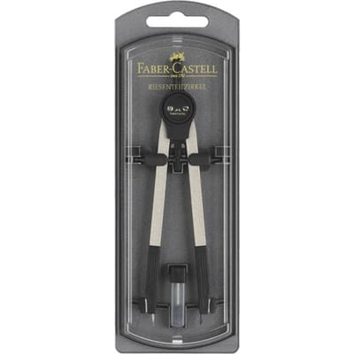 Faber-Castell groot passer, met robuuste tandwielgeleiding, inclusief reserveonderdelen en navulling