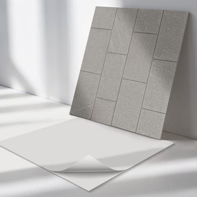 Wallfluent Vinyl Tegels - Stenen tegelpatroon Vinyl Vloer Tegels - 30 cm x 30 cm - Grijs PVC Tegels - Set van 9 - Vierkant PVC Tegels - Texturen Plaktegels - Zelfklevende Vinyl Tegels - Plaktegels Keuken en Badkamer