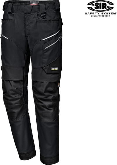 SIR SAFETY STRETCH CANVAS Cordura® Verstevigingen 4-Way Stretch Werkbroek HEREN Zwart - Met Kniezakken, Afritsbare Holsterzakken