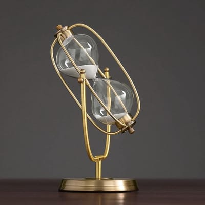 Zandloper Timer - Zandloper Glas - Tijdmanagement Hulpmiddel - Vintage Messing Design - 30D x 20B x 10H mm - Messing