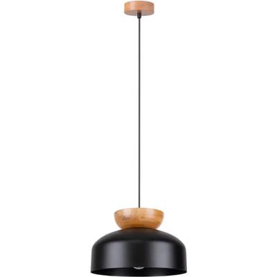 Sollux Lighting Hanglamp Marion - E27 - zwart/natuurlijk hout - hout/staal - 130x29.5x29.5cm