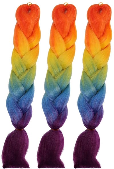 Store_9 - Jumbo vlechten - Synthetische haarextensies - 24 inch - Ombre vlecht haar - Kleur: oranje geel blauw paars rood - Geschikt voor elke gele...
