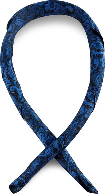 Zijden halsdoek met marineblauw en lichtblauw paisleymotief