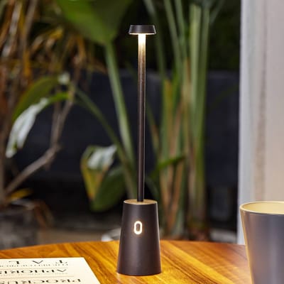 Lindby - Terraslampen- met dimmer - 1licht - Kunststof (ABS), aluminium - H: 30 cm - zwart - Inclusief lichtbron