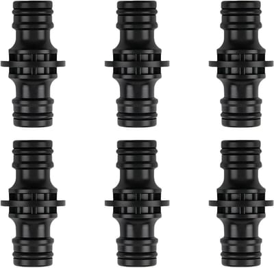 6 stuks 1/2 inch slangkoppelingen van PP-kunststof, dubbele tuinslangconnector voor tuin, landbouw en watersystemen