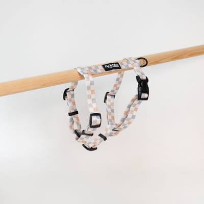 Pip & Palms - Hondentuig Check me Out - Gebroken wit - Maat XS - Verstelbaar - Hondentuigje - Y Tuig Hond - voor Kleine honden