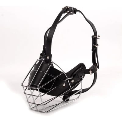 Hondenmuilkorf Anti-bijten Huisdier Mondmasker Verstelbaar & Ademend Leer Metaal Muilkorf Beschermhoes Voor Hond Accessoires (Black,XXL Suit 35-60kg)