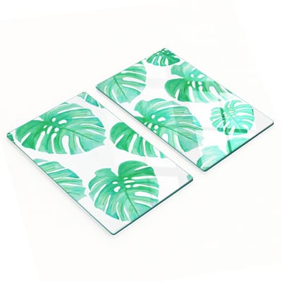 Multifunctionele decoratieve glazen snijplanken voor de keuken, Monstera, 2x30x52 cm