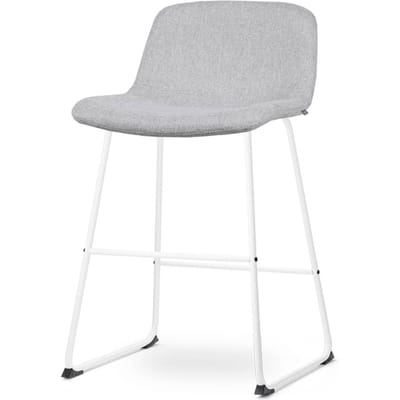 Nolon Nino-Mats Barkruk Lichtgrijs - Wit Onderstel - Zithoogte 65 cm - Stof - Voor Kookeiland