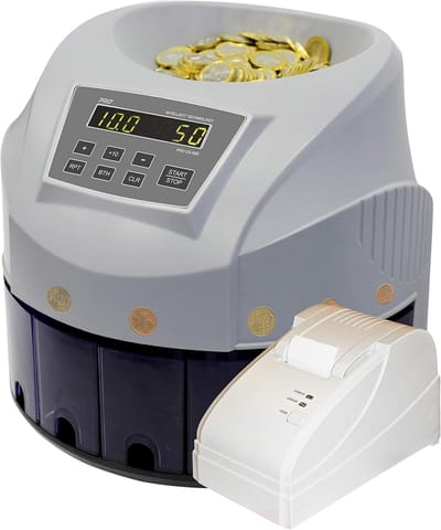Munten Tellen Sorteren - Geld Verwerker - Snel Cijferen - Met Printer - Compact Model - Zwart