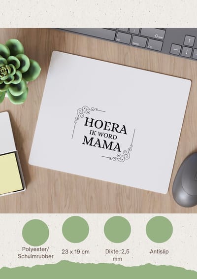 Akyol - hoera ik word mama Muismat - Moeder - iemand die mama wordt - babyshower - moeder cadeautjes - geschenk - kado - 23 bij 19 cm