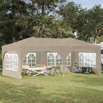 vidaXL - Pop-up - Feesttent - 575 - x - 288 - x - 245 - cm - Crèmekleurig - Oxford - Stof