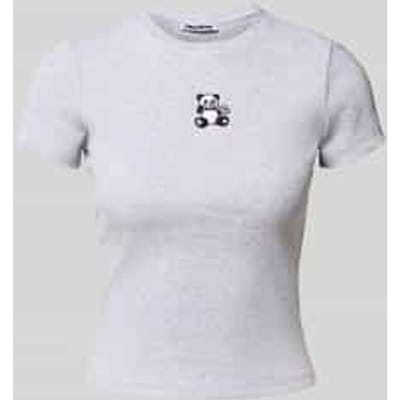 T-shirt met motiefstitching en ronde hals