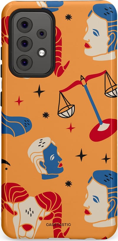 Casetastic hoesje geschikt voor Samsung Galaxy A52 (2021) 5G / Samsung Galaxy A52 (2021) 4G - Dubbellaagse bescherming - Zodiac in lijn - Fashion Case - Okergeel Terracotta Zand Rood