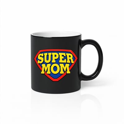 Super Mom Zwarte Tovermok - Warmtegevoelige Kleurwisselende Moeder Mok - Verrassingscadeau Beker