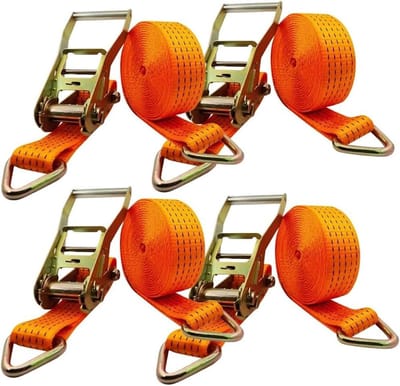 Spanbanden set - Ratelbanden lading - Vracht Bevestigen - Dubbele Driehoek Ring - 2 meter 4 stuks - Zwart