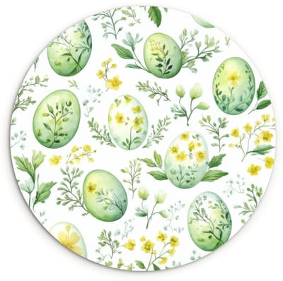 WallCircle® Wandcirkel 120x120 cm - Muurcirkel Patroon - Groen - Eieren - Muurdecoratie woonkamer - Wanddecoratie slaapkamer - Kamer decoratie accessoires - Ronde schilderijen XXL