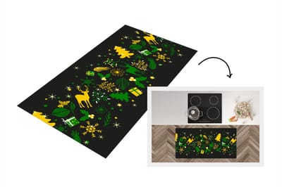 Keukenloper - Loper keuken - Kerst - Patroon - Hert - 120x60 cm - Keukenloper vinyl