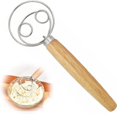 Deense Deegwhisk Set - Met Roestvrij Staal Whisk En Deegschraper - Perfect Voor Sourdough En Brood - Top Gadget Voor Bakkers