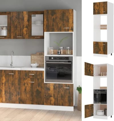 Hangkast Keuken - Muurkast Keuken - Keuken Organiseren - Vochtbestendig MDF - 60 cm - Gerookt Eiken