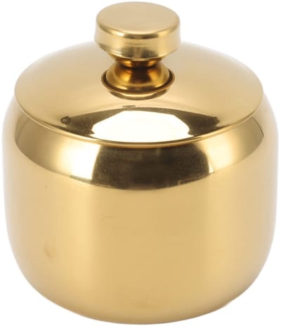 aladdien - Suikerpot met Deksel en Lepel - Roestvrij Staal - Goud - Kruidenpotjes - Geschikt voor Koffie en Thee - Perfect voor Thuis en Outdoor