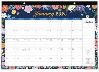 Bureaukalender 2026 - Grote Gelinieerde Blokken, 30 x 43 cm, Januari tot December