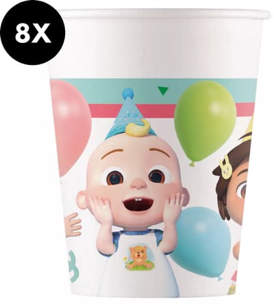 Cocomelon Beker - 200 ml - Birthday - 10 stuks - Voor Verjaardagen en Feestjes