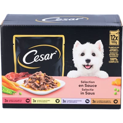 Cesar Maaltijdzakjes Multipack Selection In Saus - Hondenvoer - 12x100 g 12 stuks
