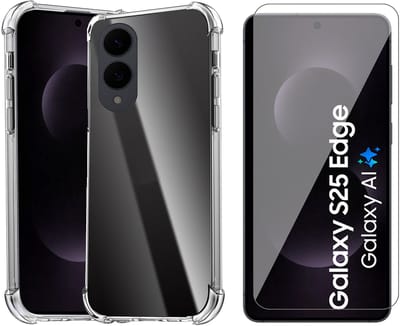 Hoesje geschikt voor Samsung Galaxy S25 Edge - Screenprotector Glas - Shockproof Transparant