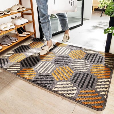 Nordic Gestreepte Stofverwijderende Entree Vloermatten, Tapijten, Entrees, Krasbestendige Huishoudelijke Antislip Waterabsorberende Voetmatten 50*80cm black