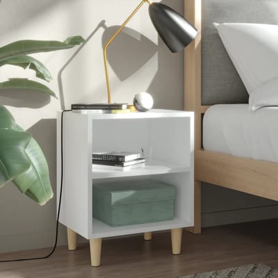 vidaXL - Nachtkastje - met - massief - houten - poten - 40x30x50 - cm - wit