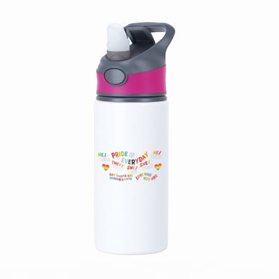 Hacebo® - LGBTQ cadeau - waterfles met rietje roze - Lgbt - Queer - Pride month - lgbtq vlag - gay pride - met tekst - opdruk - leuke pride spullen - verjaardag - cadeau - gift - water fles - 650ML