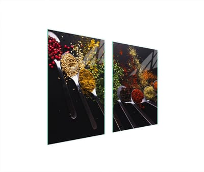 TMK ArtDeko - Serie Przyprawy - Glazen Beschermplaat - 65x52 cm - Tegen Vet en Krassen