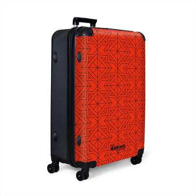 NoBoringSuitcases.com® - Koffer groot - Reiskoffer lichtgewicht - Rood met zwart geometrisch patroon - Rolkoffer met 4 wielen - Grote trolley XL - 98 liter bagage