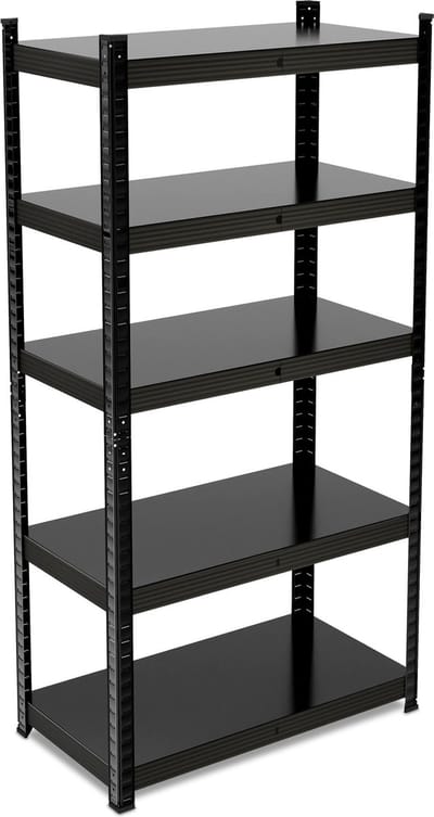 stellingkast - 875 kg - 150x75x30 cm - staal - 5 planken - garage - modulair - zwart