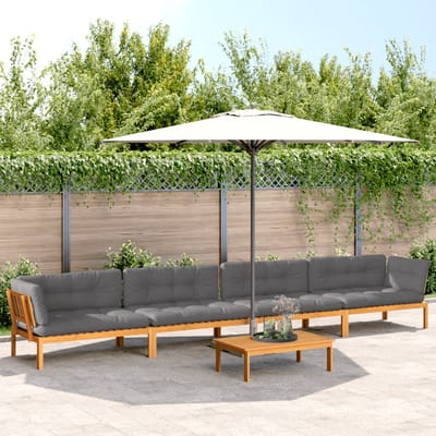 vidaXL - 5-delige - Loungeset - pallet - met - kussens - massief - acaciahout