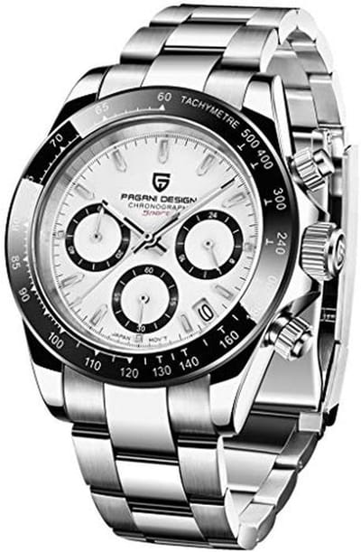 Heren Klassieke Chronograaf Horloge met Panda Dial en Keramische Bezel