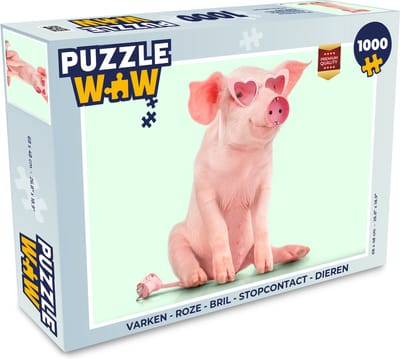 Puzzel Varken - Roze - Bril - Stopcontact - Dieren - Legpuzzel - Puzzel 1000 stukjes volwassenen