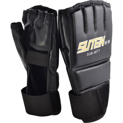 1 paire MMA Muay Thai entraînement poinçonnage demi doigt mitaines Sparring gants de boxe gray