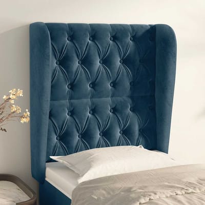 vidaXL - Hoofdbord - met - randen - 83x23x118/128 - cm - fluweel - donkerblauw